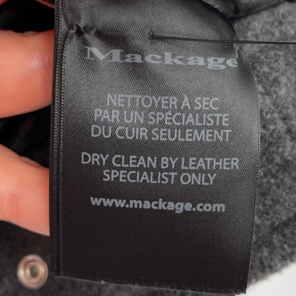 Mackage Felipa Charcoal Wool/Nylon/Cashmere Jacket Asiatic Racoon Fur Trim Small - Picture 11 of 13